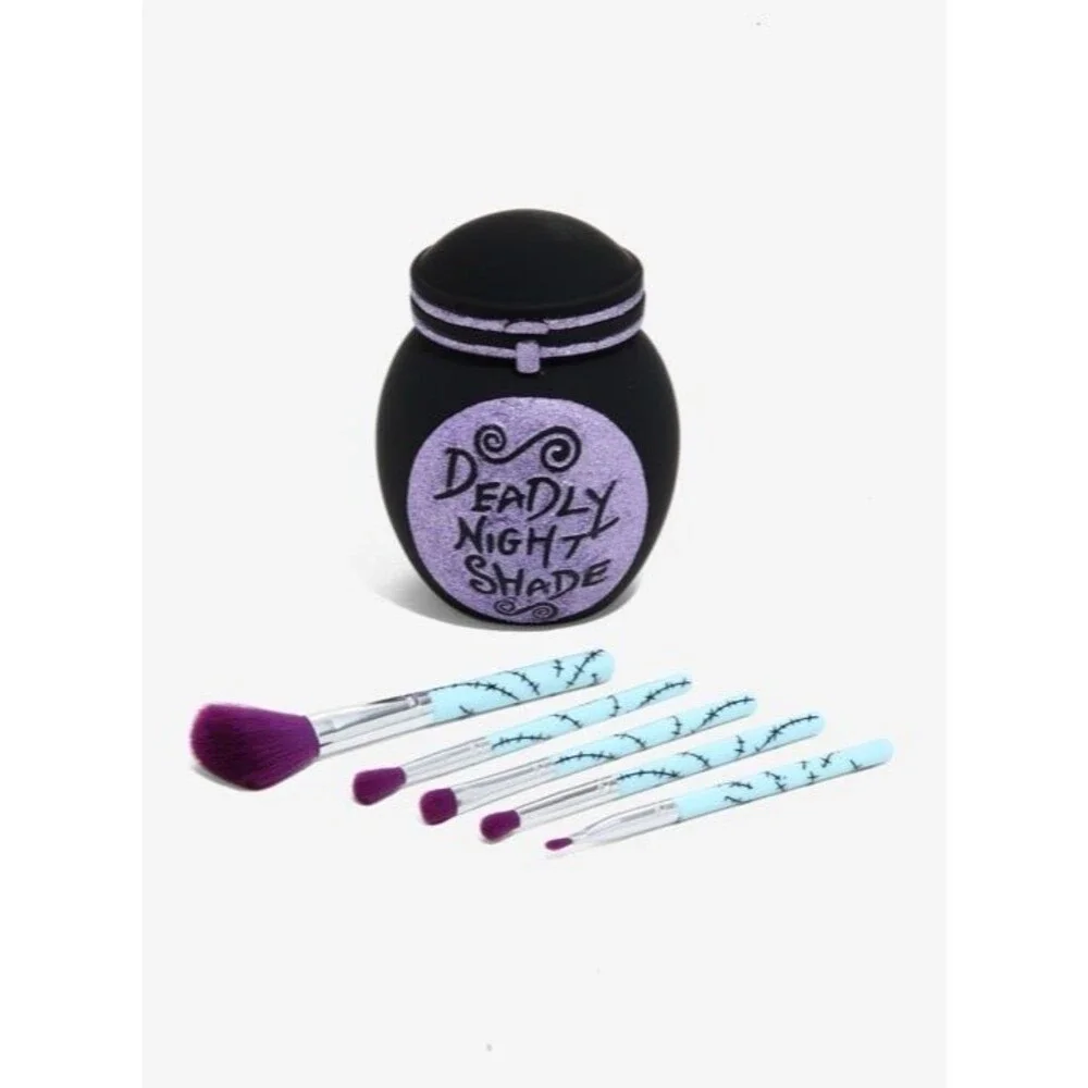 RARE Disney Nightmare Christmas Sally Deadly Night Shade Makeup Brush Set/Holder